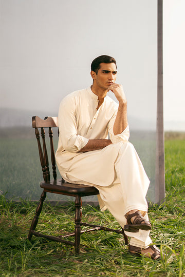 traditional yet modern shalwar kameez design man, crafted with high-quality boski material.